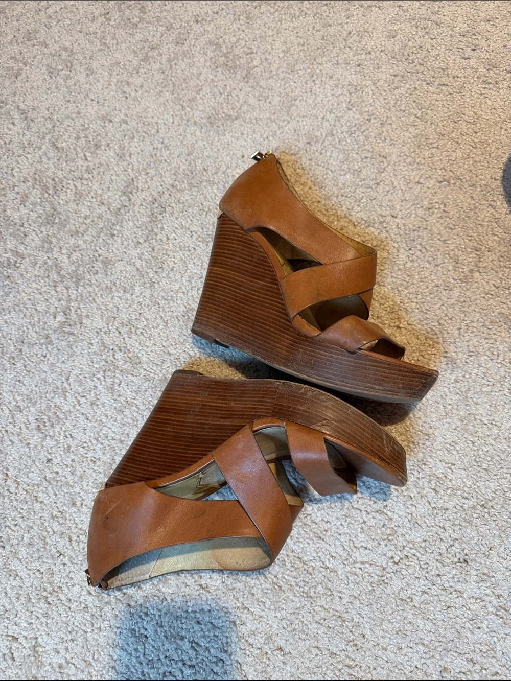 Brown Strappy Women’s Wedges - Michael Kors